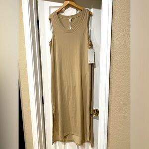 Lululemon All Yours Tank Maxi Dress NWT Size 10 Trench Khaki Midi Pima Cotton